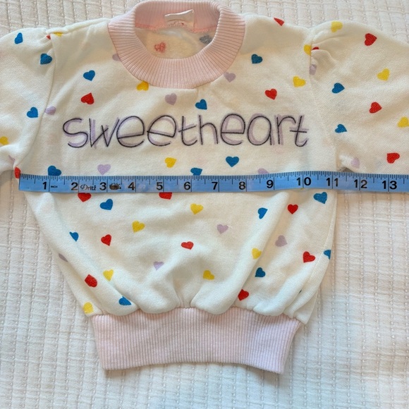 Vintage 80's 90's Childs Sweetheart Knit Long Sleeve Sweater Rainbow Hearts 12 m - Picture 6 of 8